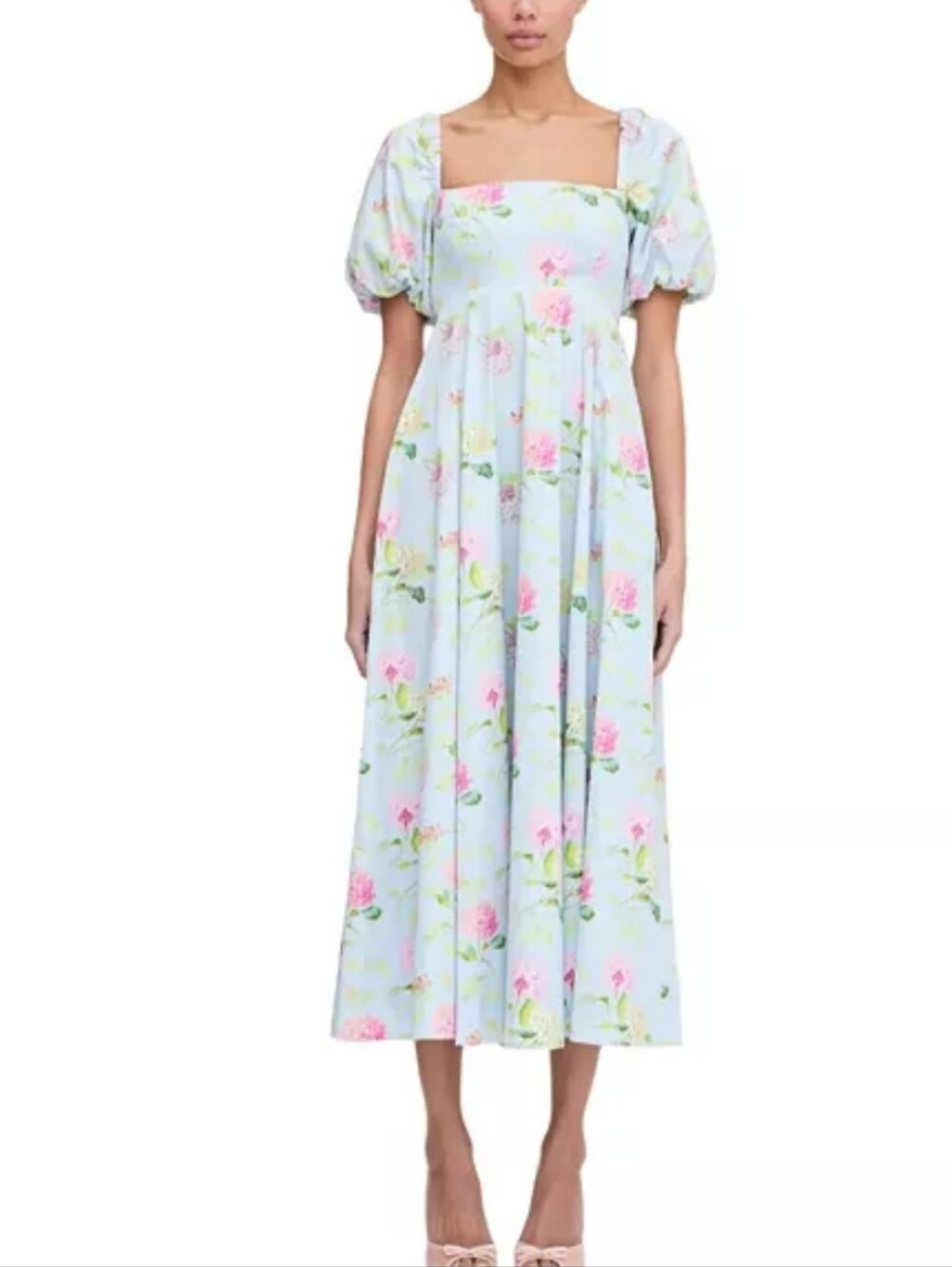 Hill House Home Matilda Dress Light Blue Hydrangea Chintz Large Puff Sleeve